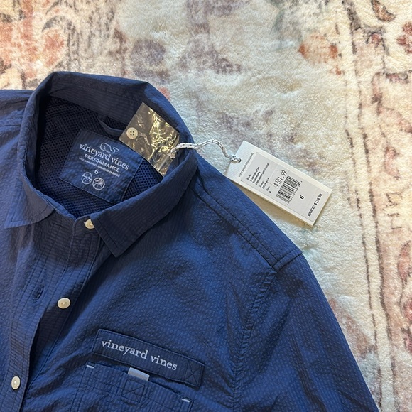 NWT Vineyard Vines women’s size 6 navy coverup - stripe harbor shirt, “deep bay” - Picture 4 of 5